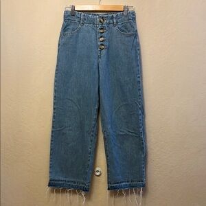 ZARA HIGH WAISTED BUTTON CLOSURE WIDE LEG DENIM SZ 4